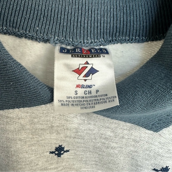 Collared Cross Stitch Embroidered Printed Sweatshirt S - Picture 8 of 9